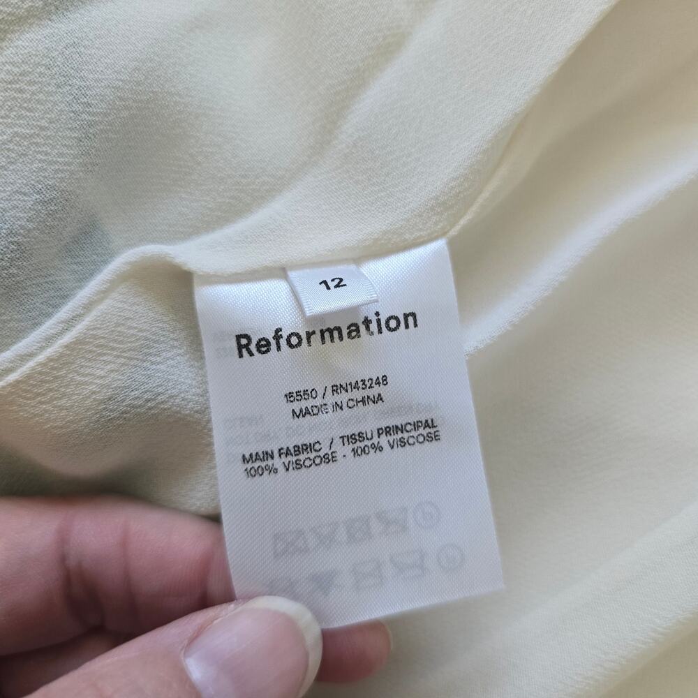 Reformation Bran Milkmaid Midi Dress Size 12 Kelly Green White Zebra Print - Picture 7 of 10